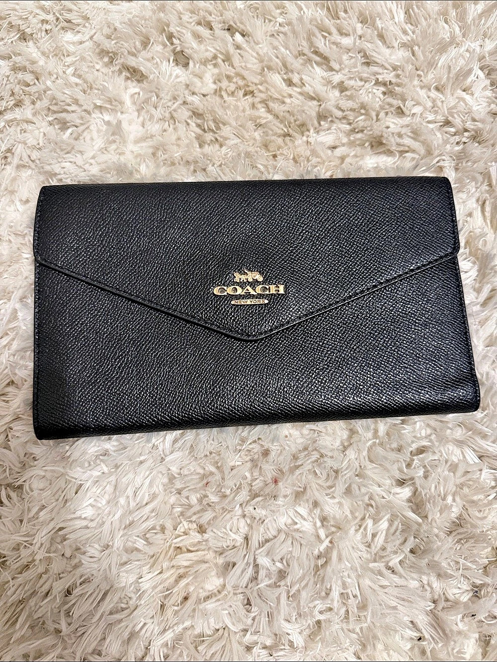 Coach Crossgrain Leather Slim Envelope Wallet Black